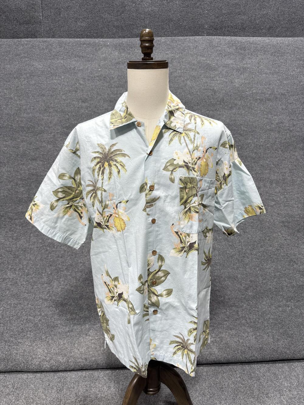 Panama Jack Shirt Mens Large Blue Hawaiian Short Sleeve Button-Up Casual Top
